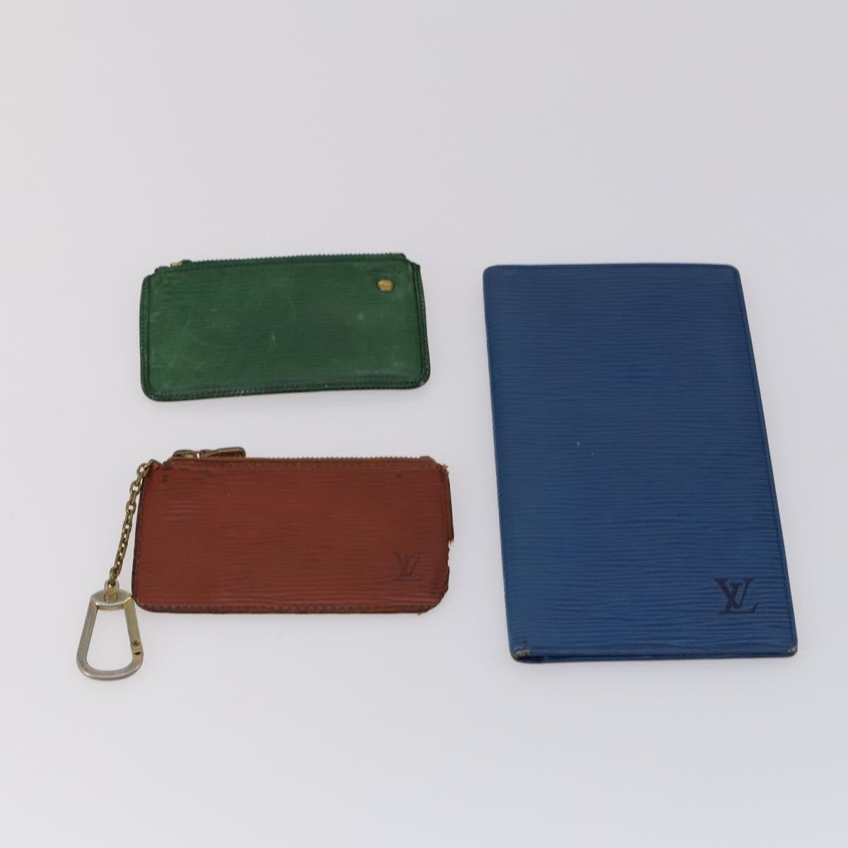 LOUIS VUITTON Monogram Epi Wallet 10 Set Black Red blue LV Auth CB130