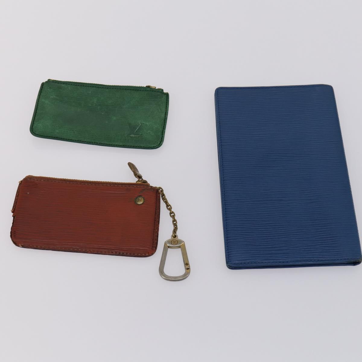 LOUIS VUITTON Monogram Epi Wallet 10 Set Black Red blue LV Auth CB130