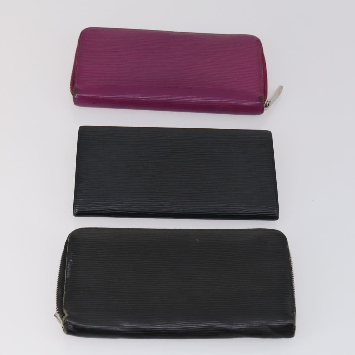 LOUIS VUITTON Monogram Epi Wallet 10 Set Black Red blue LV Auth CB130