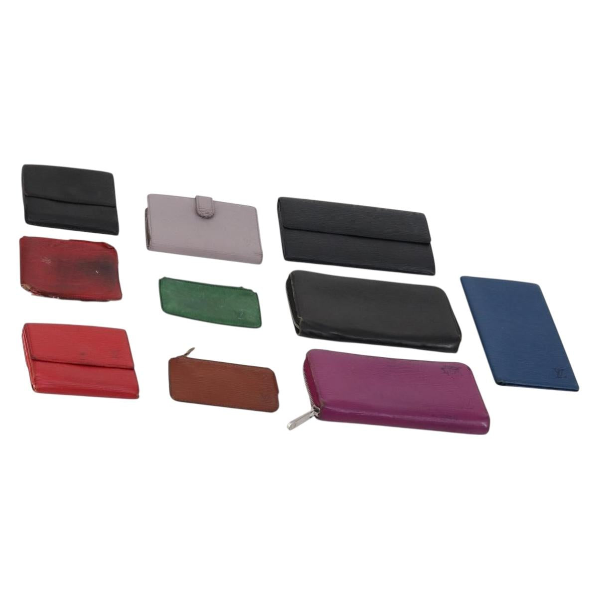 LOUIS VUITTON Monogram Epi Wallet 10 Set Black Red blue LV Auth CB130