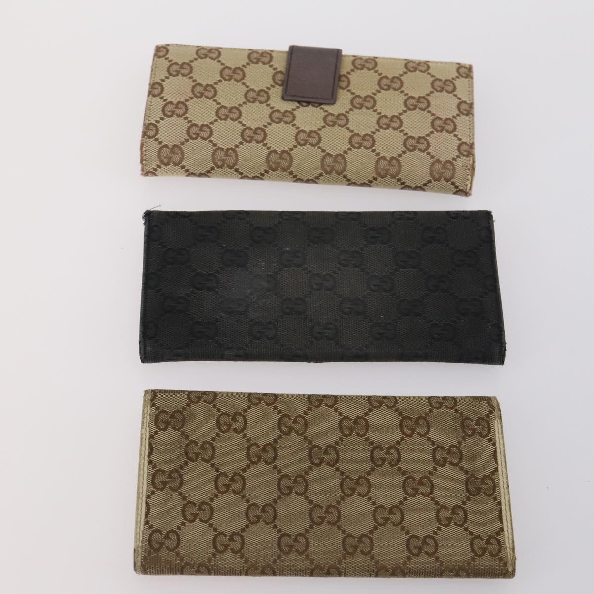 GUCCI GG Canvas Guccissima Wallet Leather 10 Set Beige Black Auth CB131