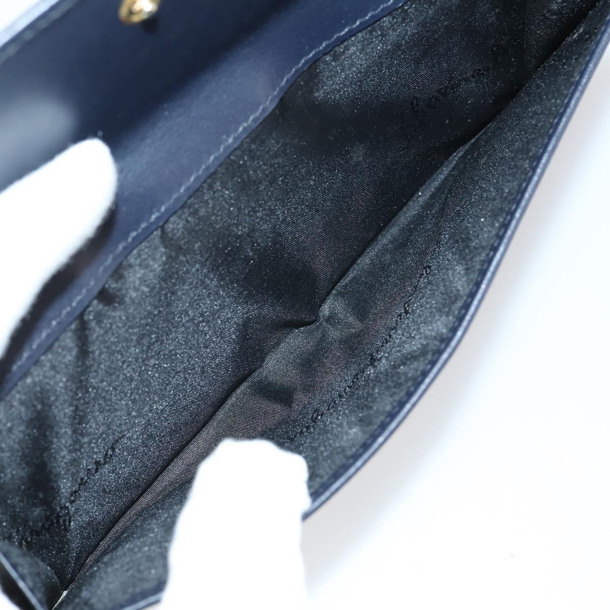 Salvatore Ferragamo Gancini Wallet Leather Canvas 10 Set Black Silver Auth CB133