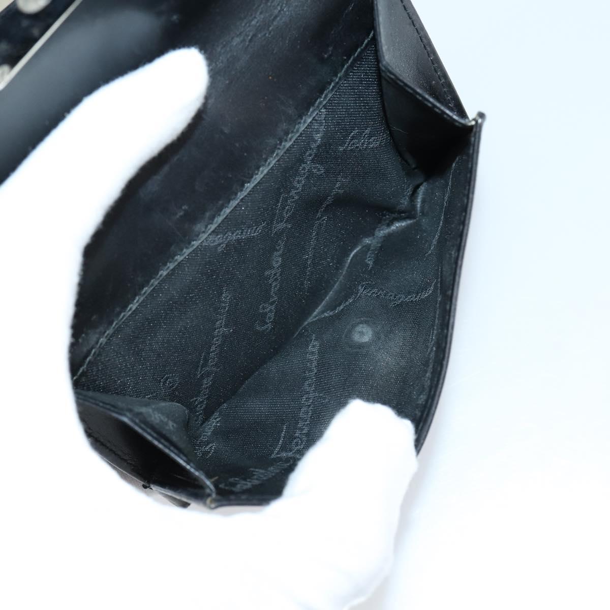 Salvatore Ferragamo Gancini Wallet Leather Canvas 10 Set Black Silver Auth CB133