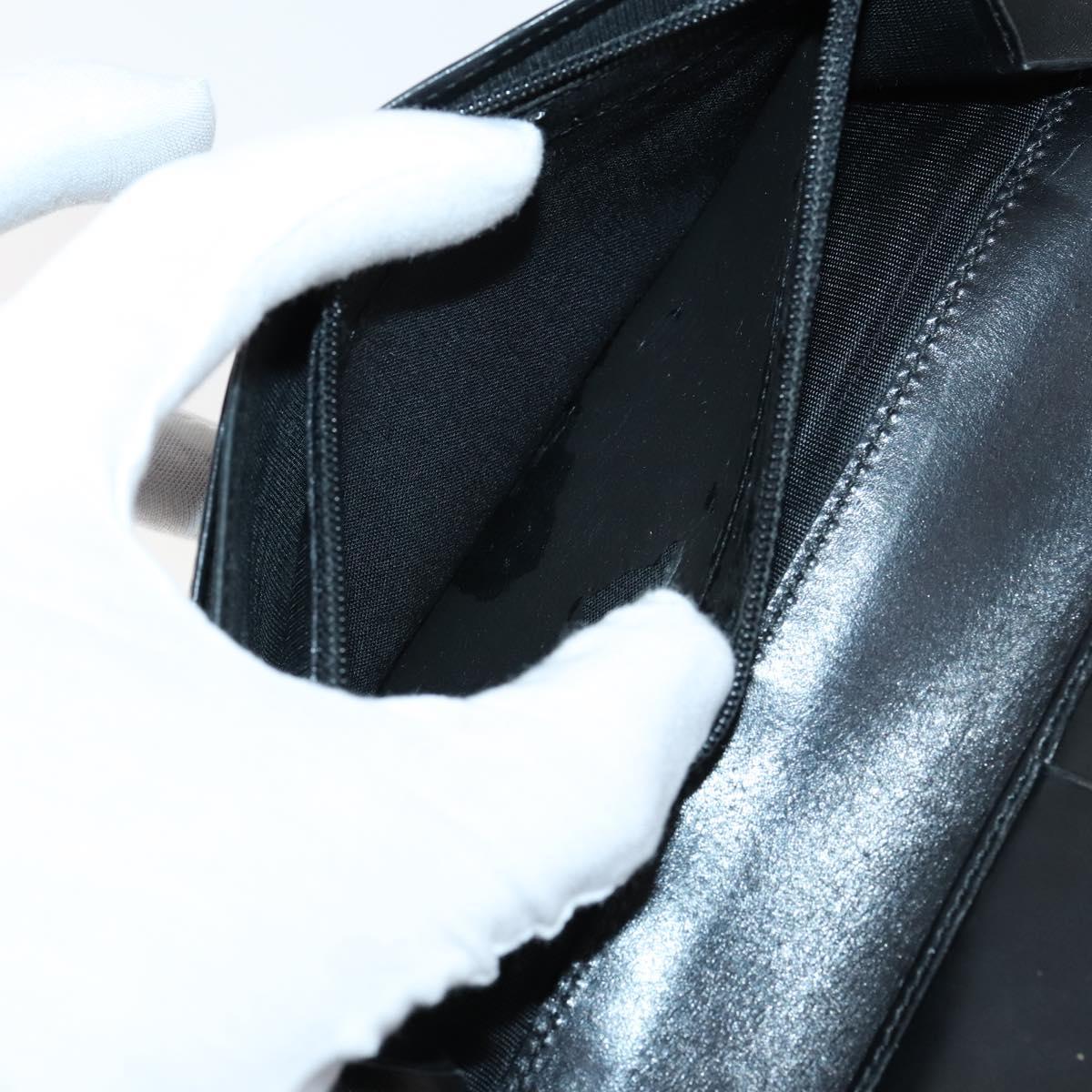 Salvatore Ferragamo Gancini Wallet Leather Canvas 10 Set Black Silver Auth CB133