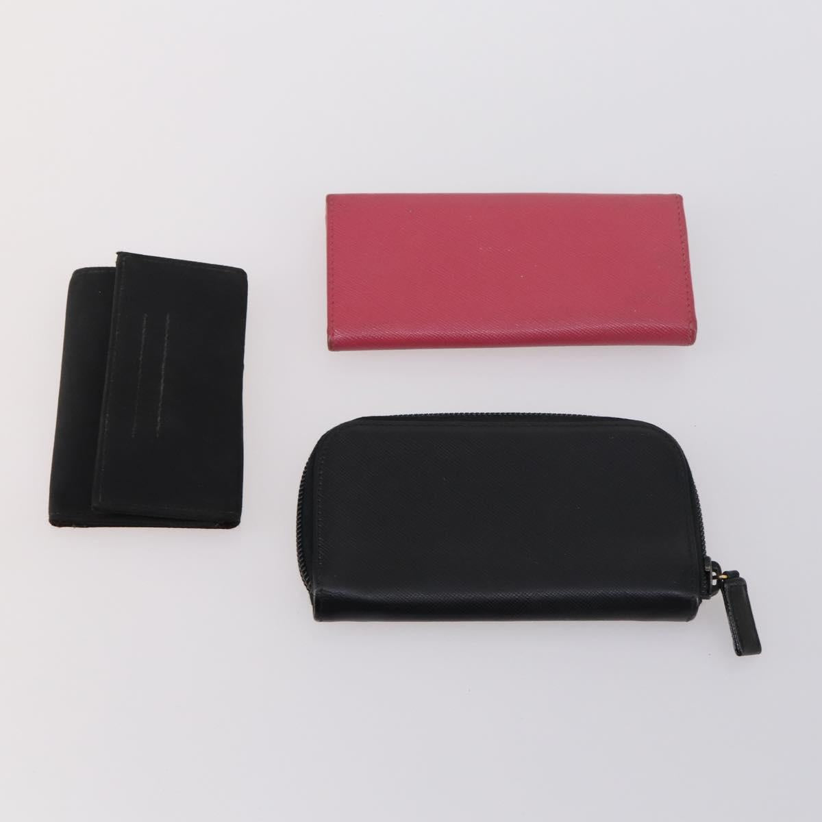 PRADA Key Case Saffiano Nylon 10 Set Pink Black blue Auth CB139