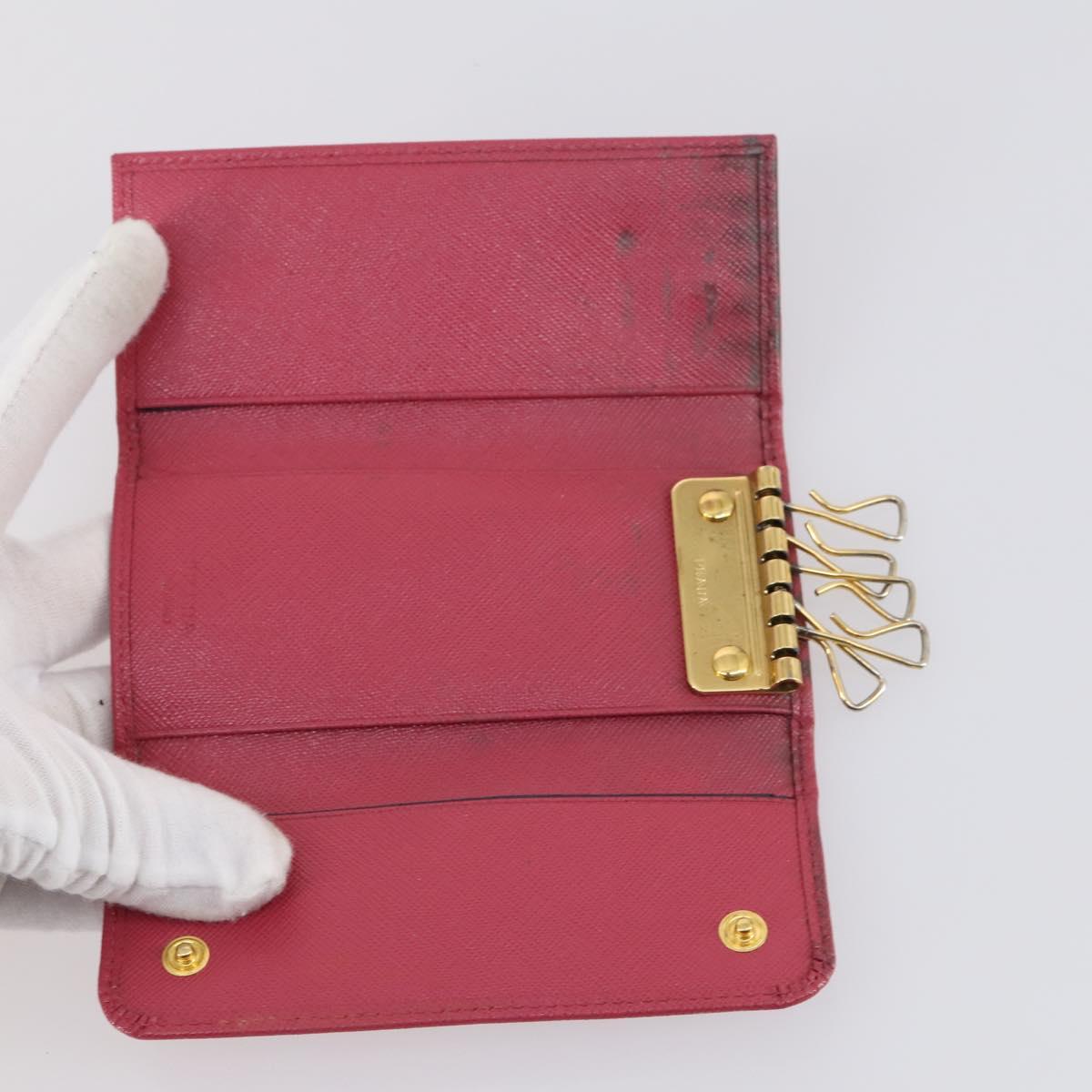 PRADA Key Case Saffiano Nylon 10 Set Pink Black blue Auth CB139