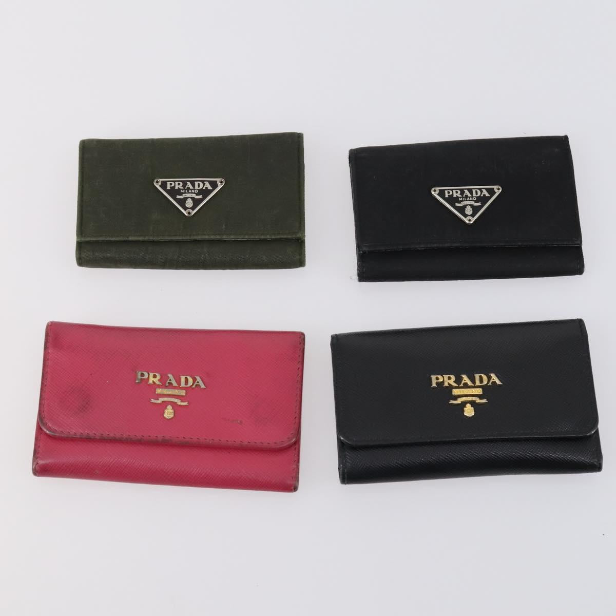 PRADA Key Case Saffiano Nylon 10 Set Pink Black blue Auth CB139