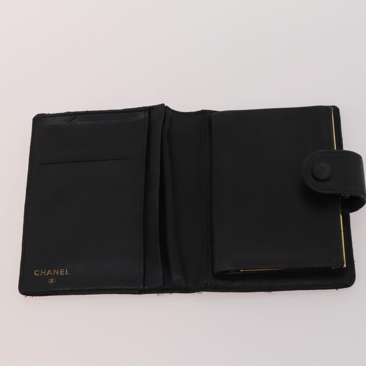 CHANEL Wallet Caviar Skin 10 Set Black Beige purple CC Auth CB156