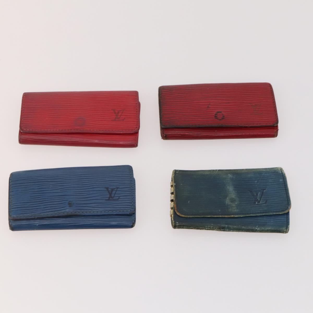LOUIS VUITTON Epi Key Case 10 Set Blue Black Red LV Auth CB166
