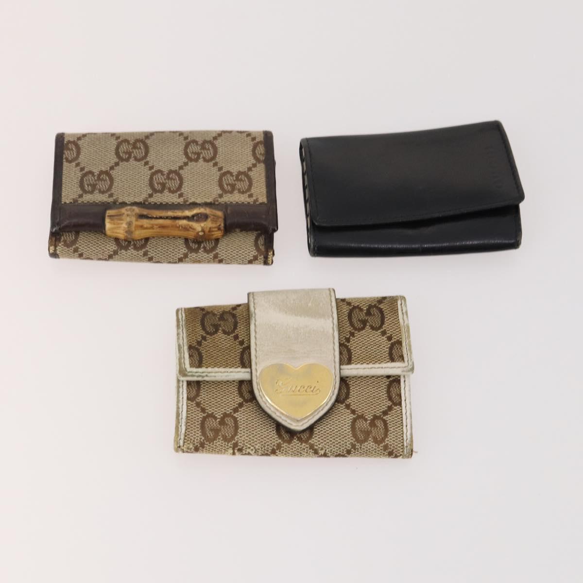 GUCCI GG Canvas Guccissima Key Case Leather 10 Set Beige Black white Auth CB167