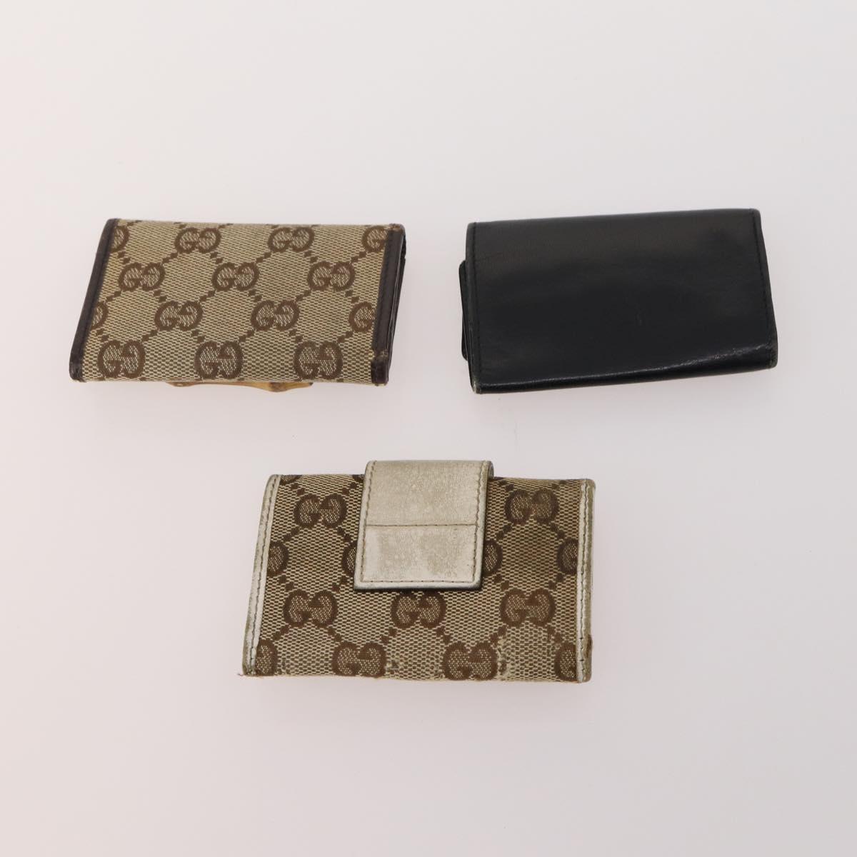 GUCCI GG Canvas Guccissima Key Case Leather 10 Set Beige Black white Auth CB167