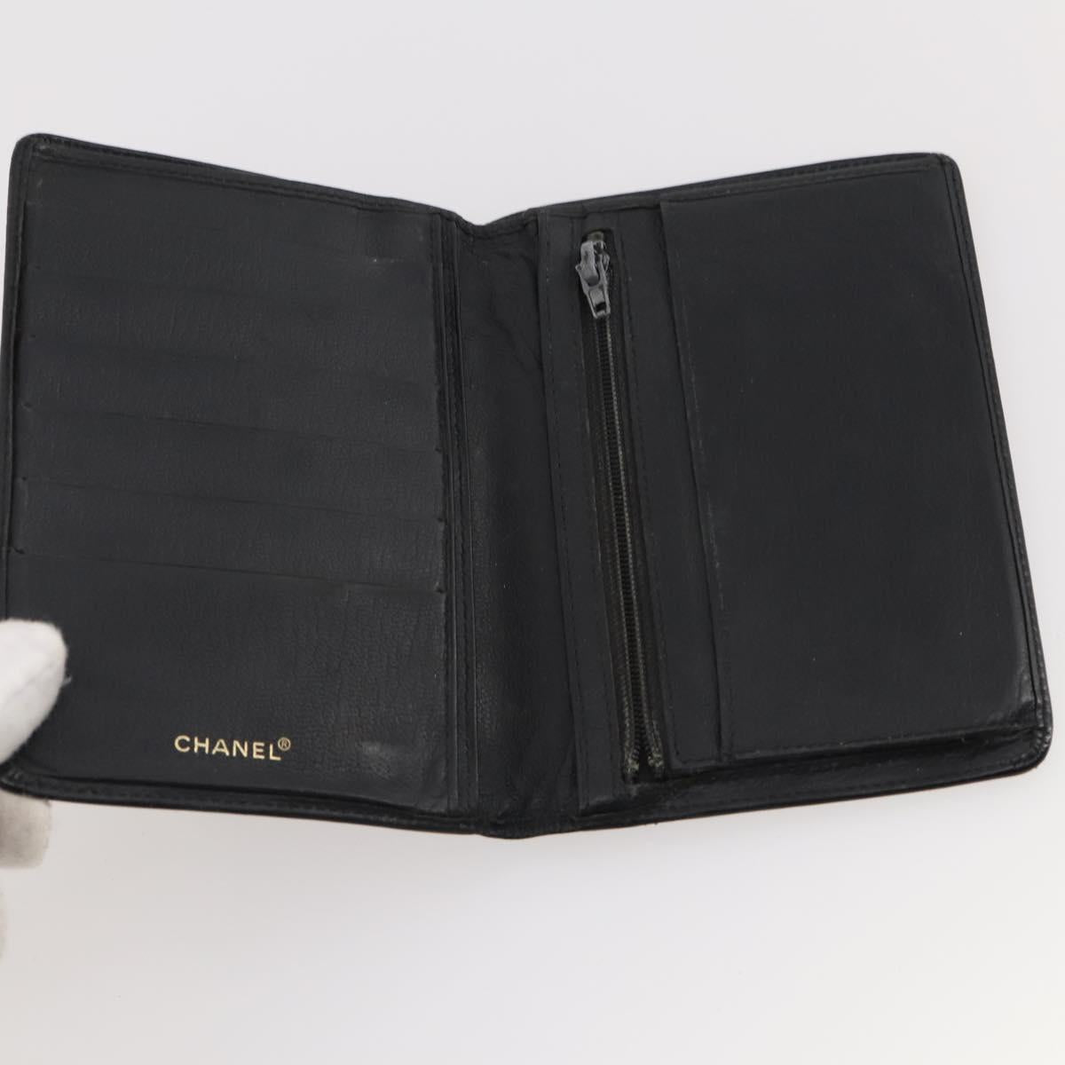 CHANEL Wallet Caviar Skin 10 Set Black White pink CC Auth CB170
