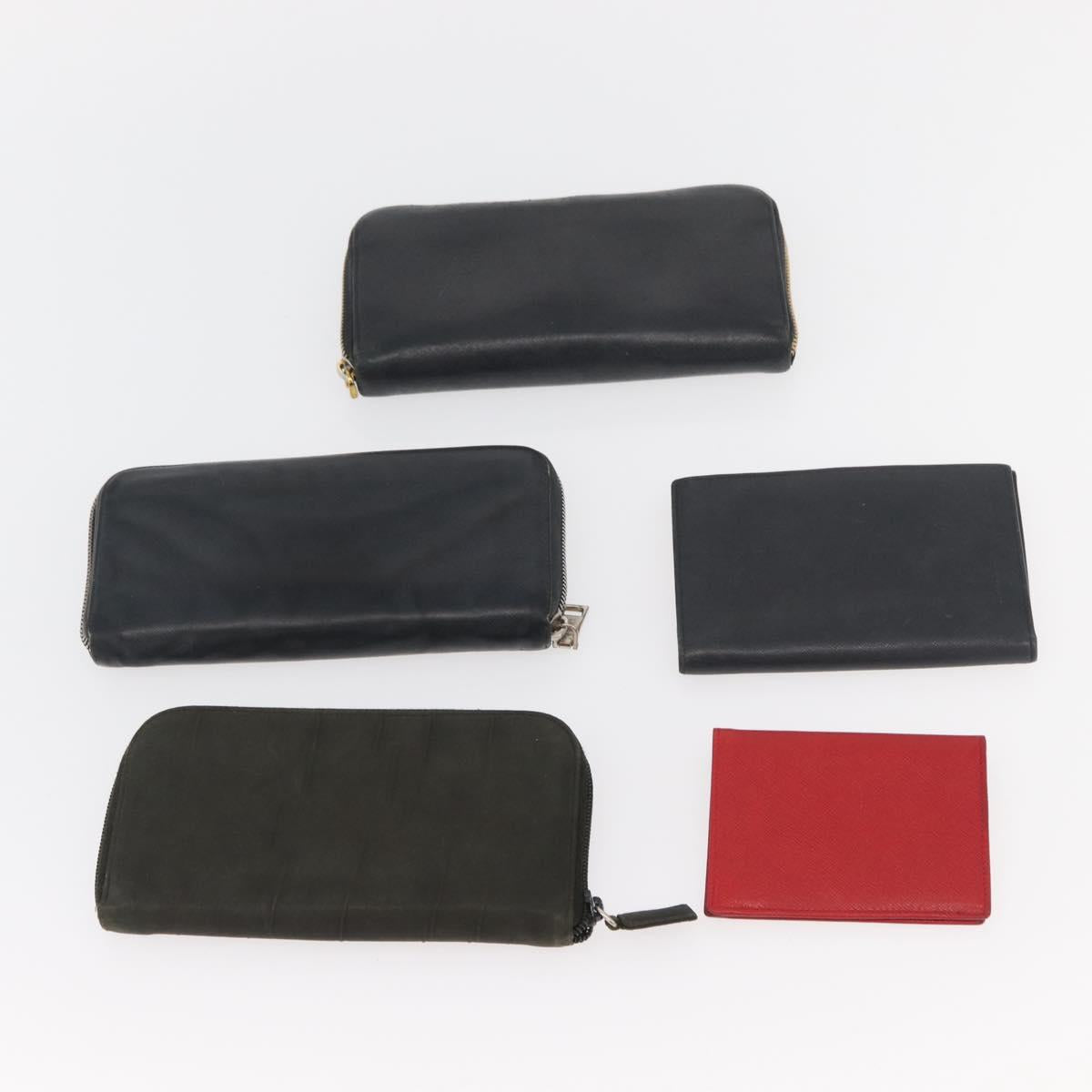 PRADA Wallet Leather 10 Set Black Red Navy Auth CB171