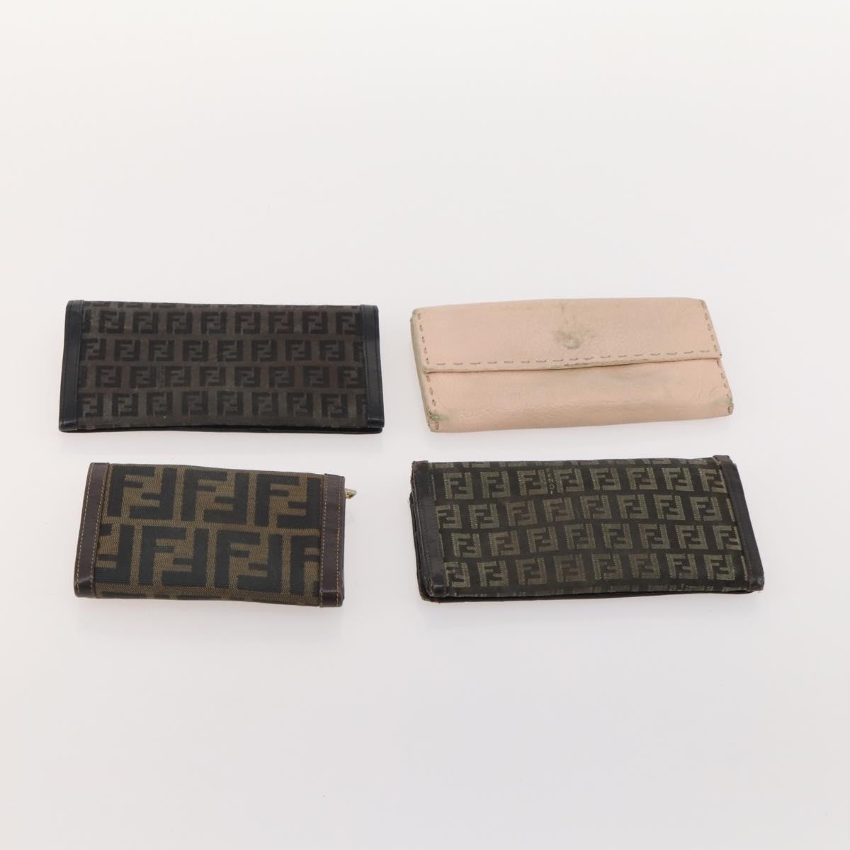 FENDI Zucca Canvas Wallet 10 Set Black Brown Auth CB172
