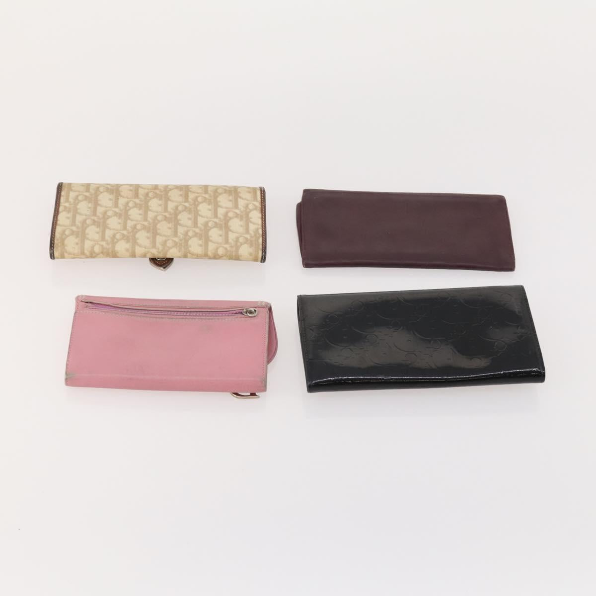 Christian Dior Trotter Canvas Wallet Leather 10 Set Beige Black pink Auth CB175