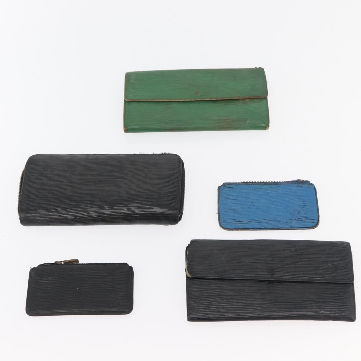 LOUIS VUITTON Epi Wallet 10 Set Black Red Green LV Auth CB187