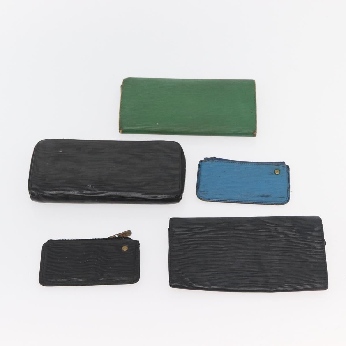 LOUIS VUITTON Epi Wallet 10 Set Black Red Green LV Auth CB187