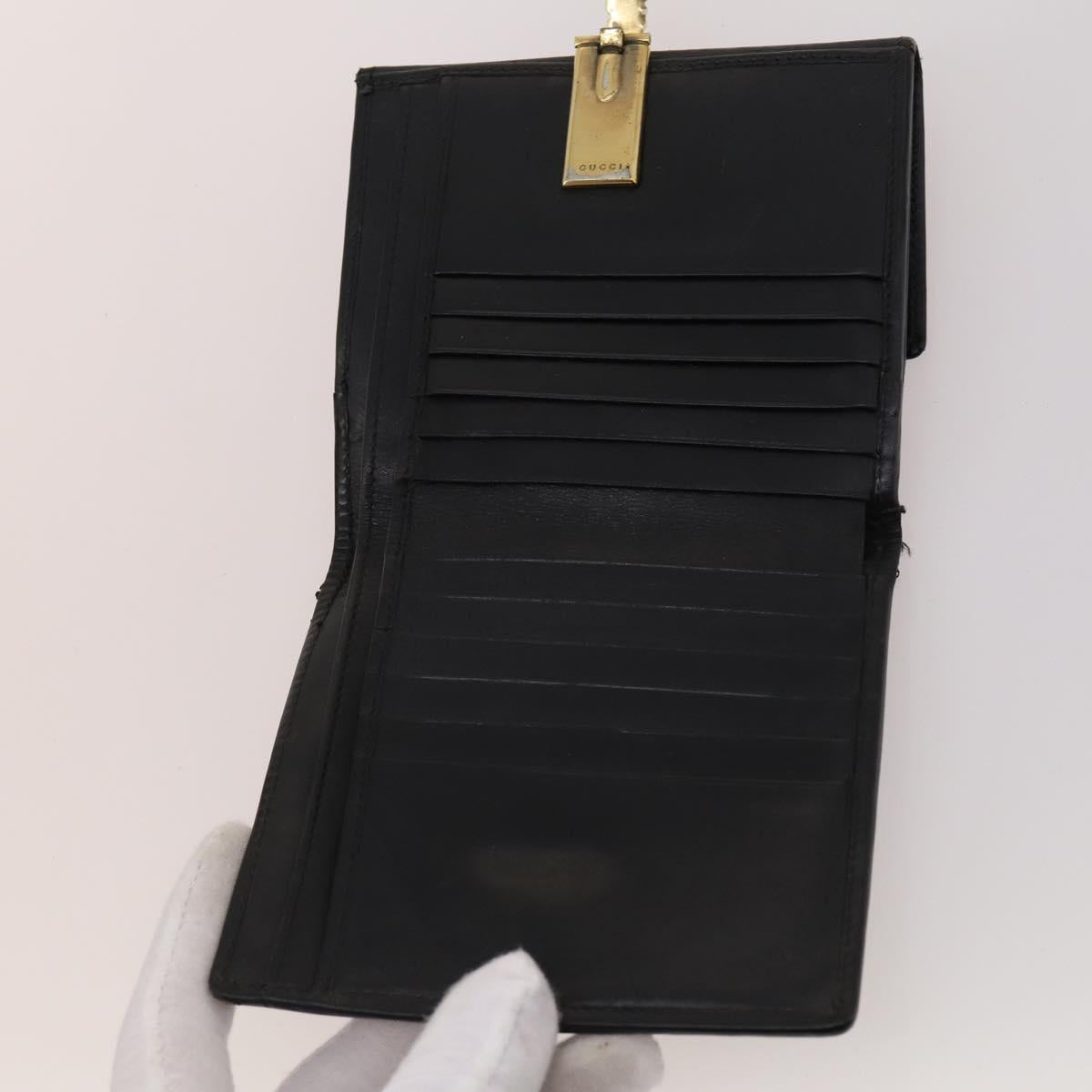 GUCCI GG Canvas Micro GG Guccissima Wallet Leather 10 Set Beige Black Auth CB188