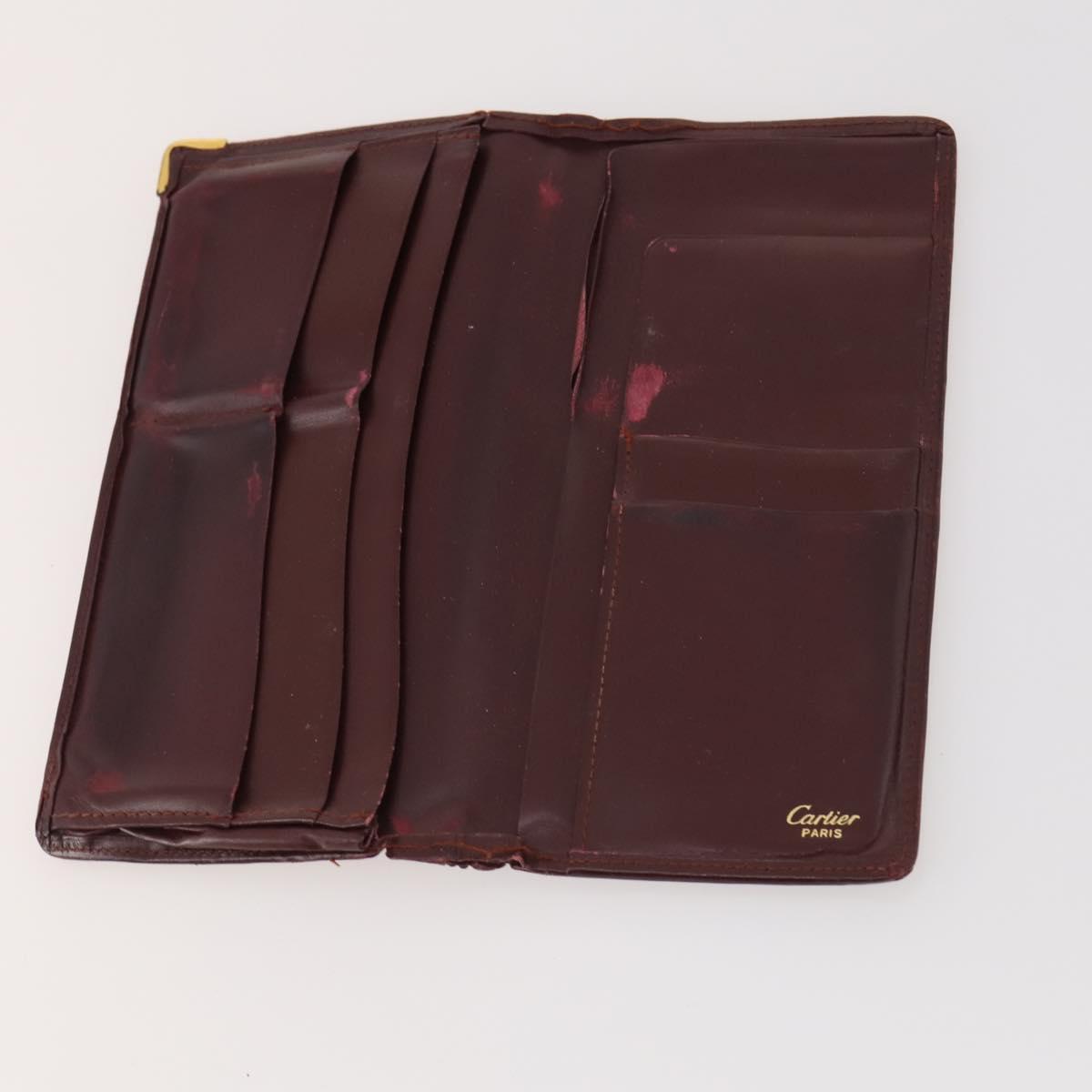 CARTIER Wallet Leather 10 Set Bordeaux Auth CB190