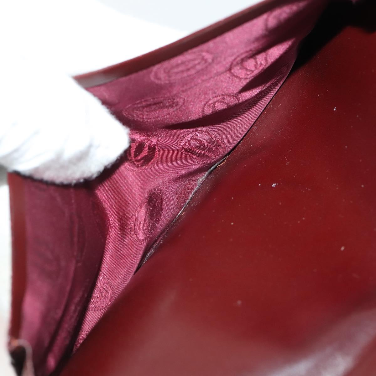 CARTIER Wallet Leather 10 Set Bordeaux Auth CB190