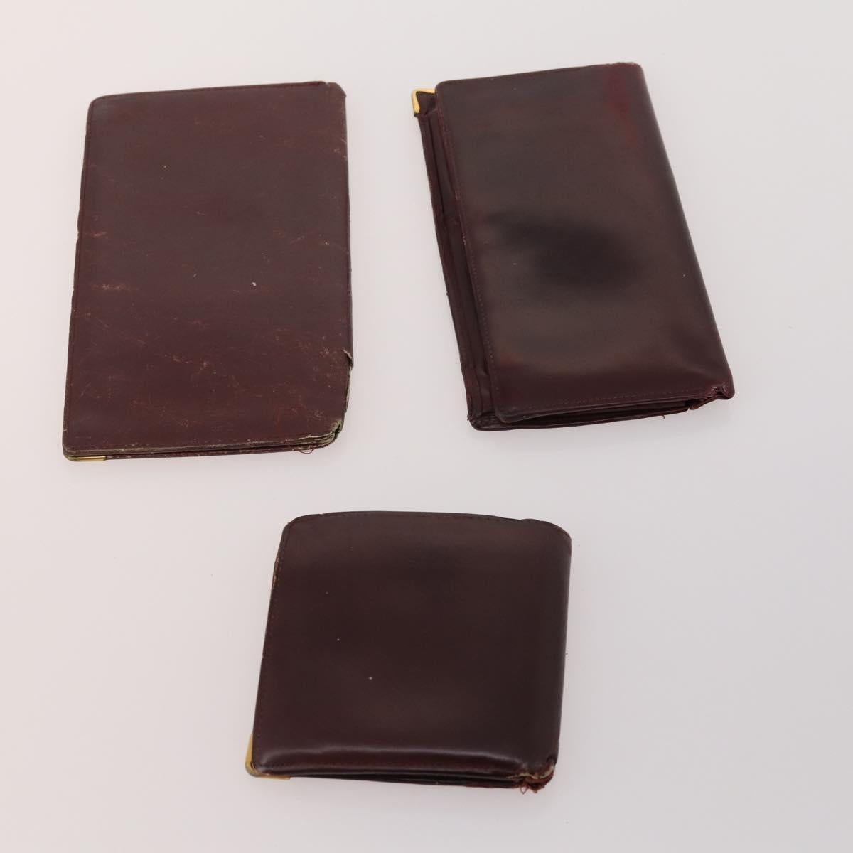 CARTIER Wallet Leather 10 Set Bordeaux Auth CB190