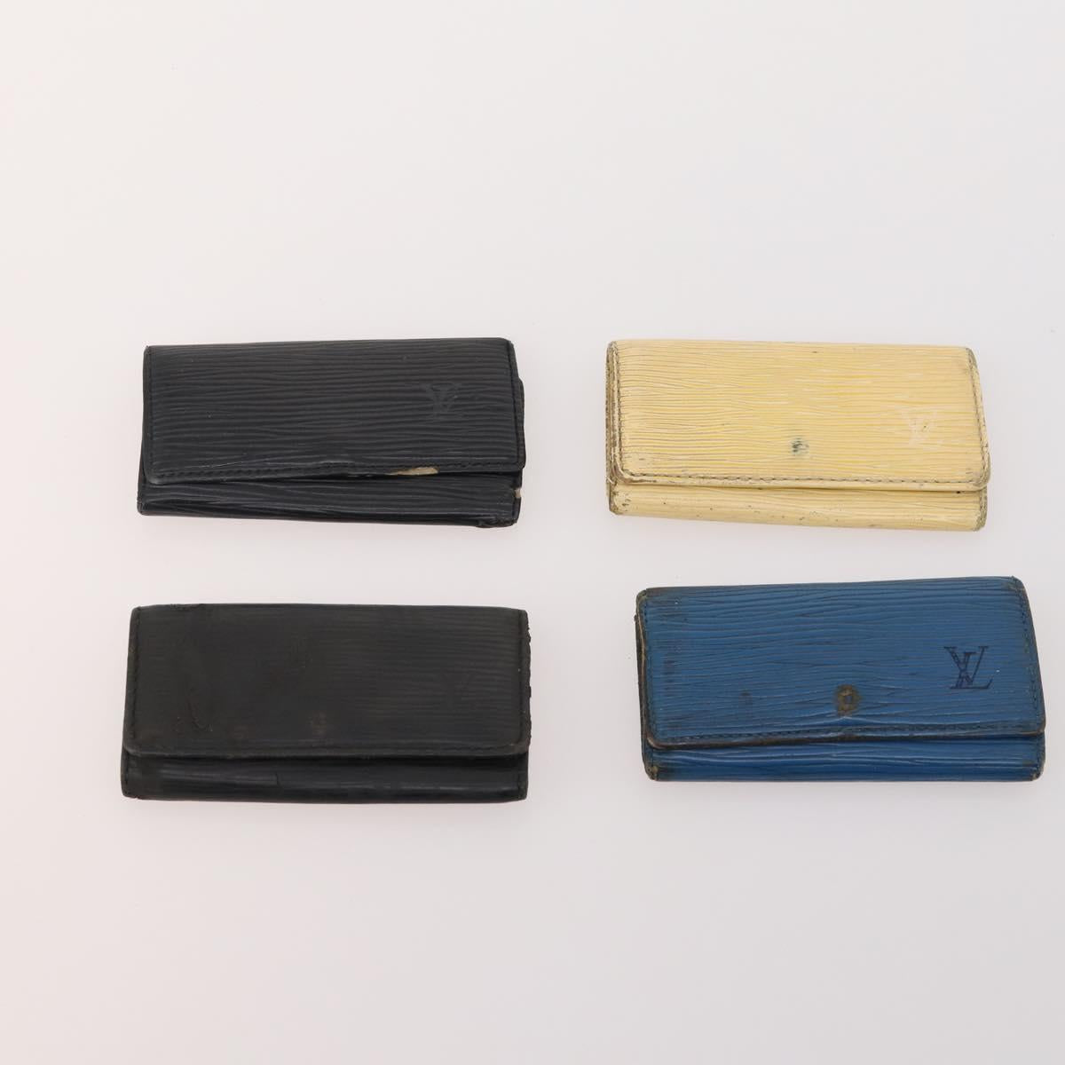 LOUIS VUITTON Epi Key Case 10 Set Black Yellow blue LV Auth CB191