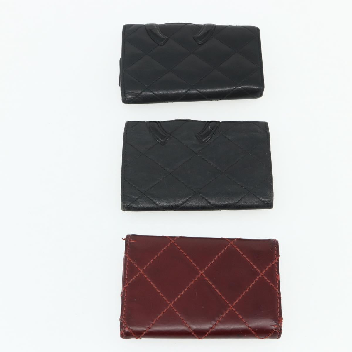 CHANEL Key Case Caviar Skin 10 Set Black Beige pink CC Auth CB195