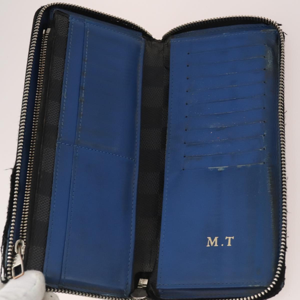 LOUIS VUITTON Damier Ebene Azur Graffit Wallet 10 Set LV Auth CB207