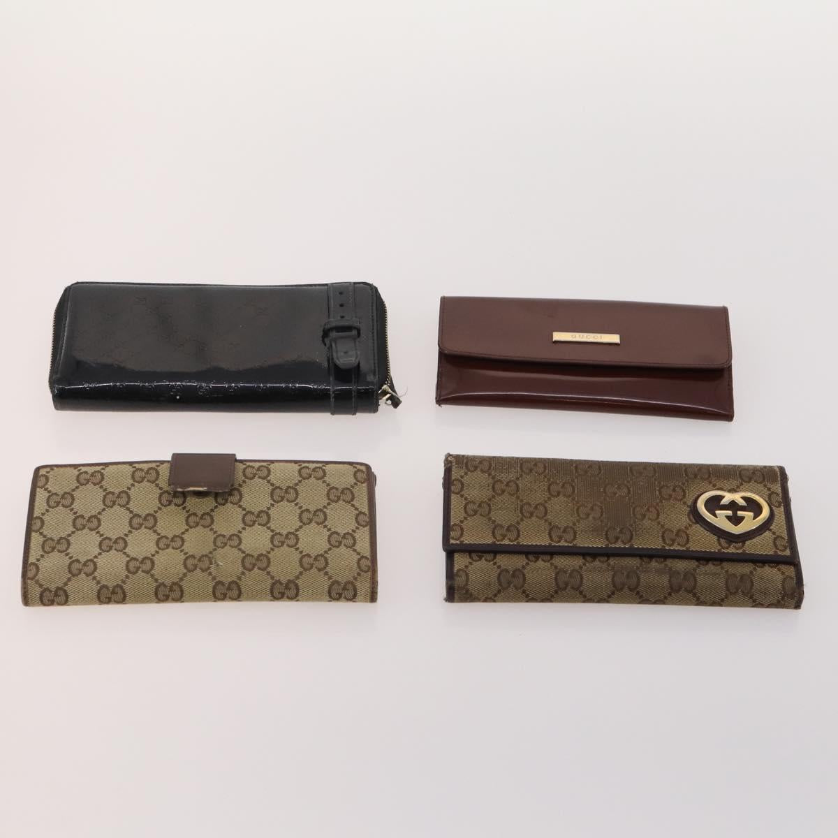 GUCCI GG Canvas Guccissima Wallet Leather 10 Set Beige Black Navy Auth CB211