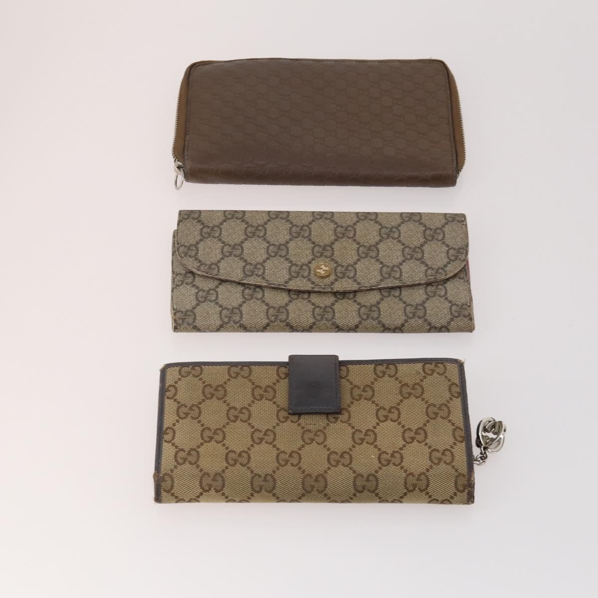 GUCCI GG Canvas Guccissima Wallet Leather 10 Set Beige Black Navy Auth CB211