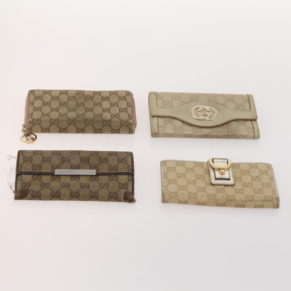 GUCCI GG Canvas Guccissima Wallet Leather 10 Set Beige Black Red Auth CB212