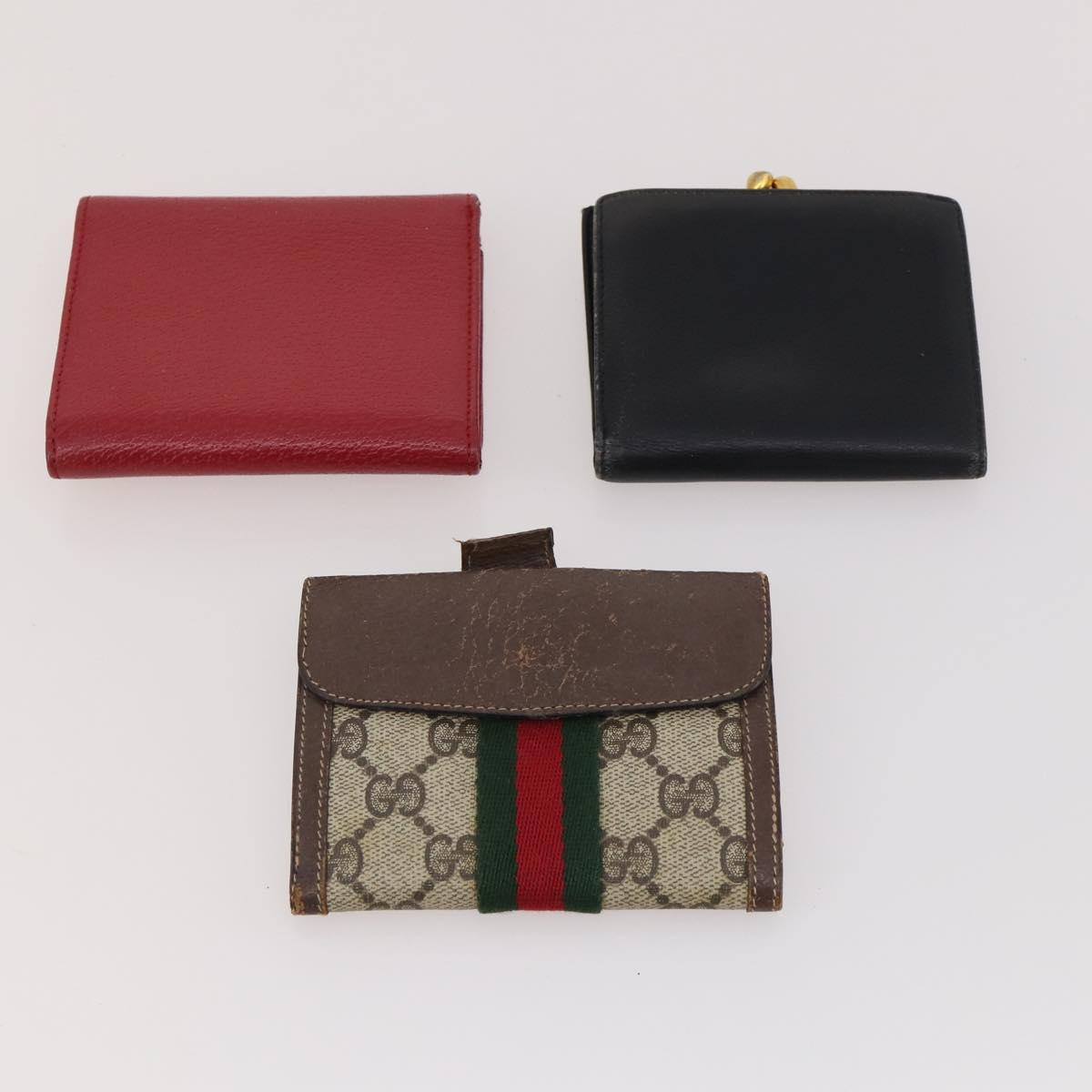 GUCCI GG Canvas Guccissima Wallet Leather 10 Set Beige Black Red Auth CB212