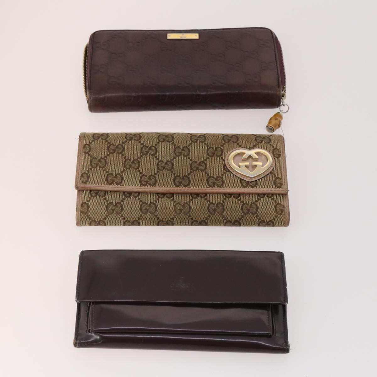 GUCCI GG Canvas Guccissima Wallet Leather 10 Set Beige Black Red Auth CB212