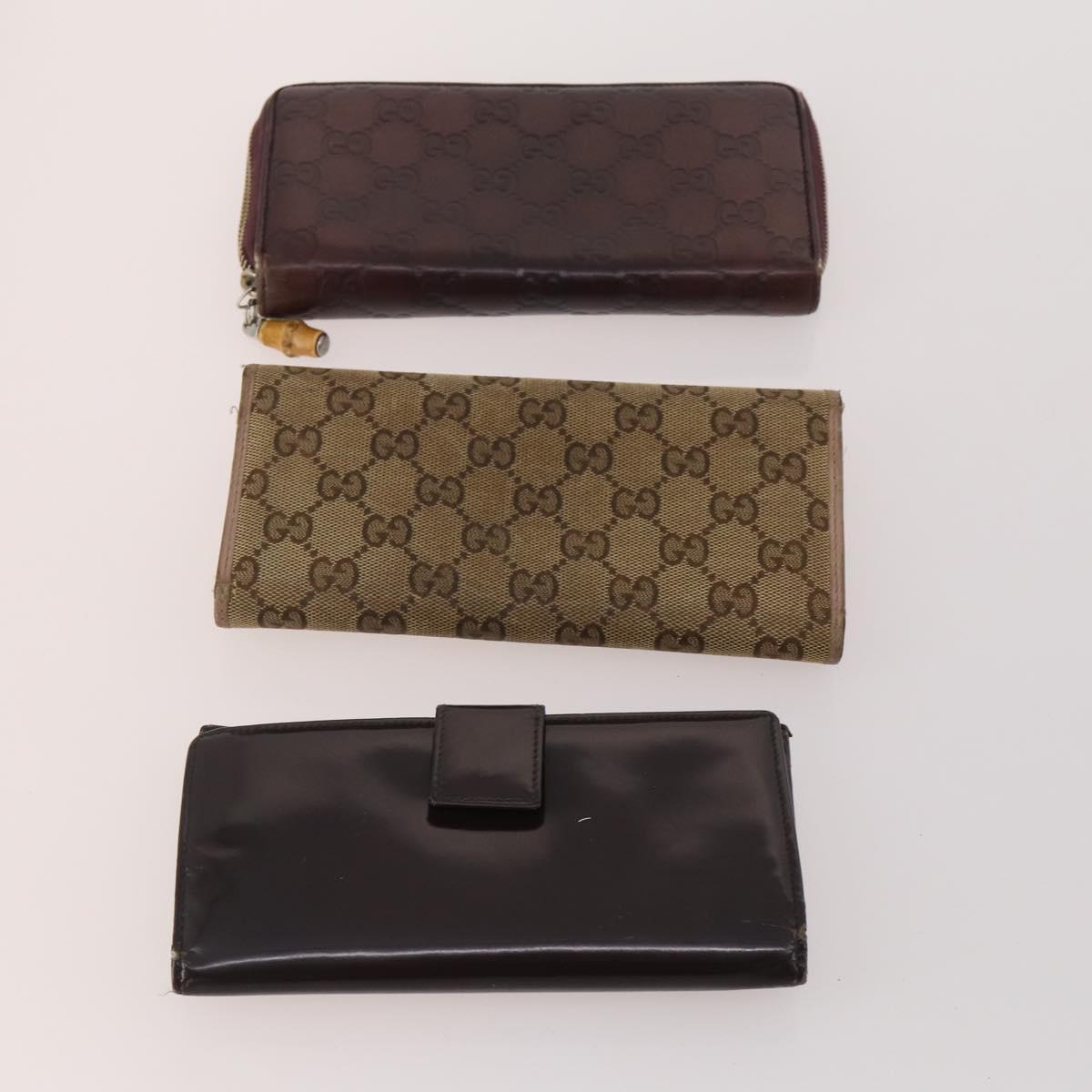 GUCCI GG Canvas Guccissima Wallet Leather 10 Set Beige Black Red Auth CB212
