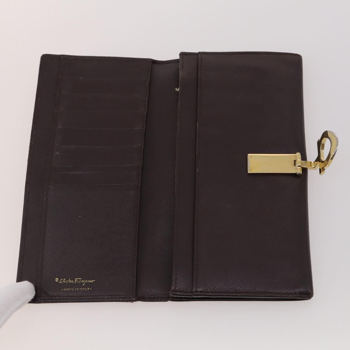 Salvatore Ferragamo Gancini Wallet Leather 10 Set Black Beige Orange Auth CB214