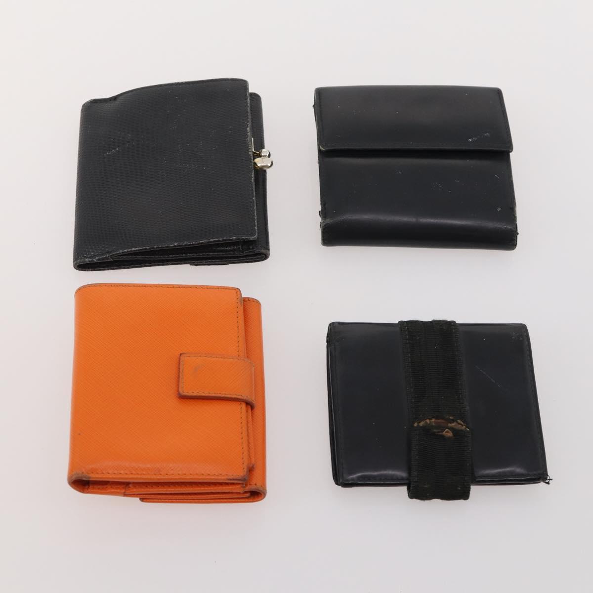 Salvatore Ferragamo Gancini Wallet Leather 10 Set Black Beige Orange Auth CB214