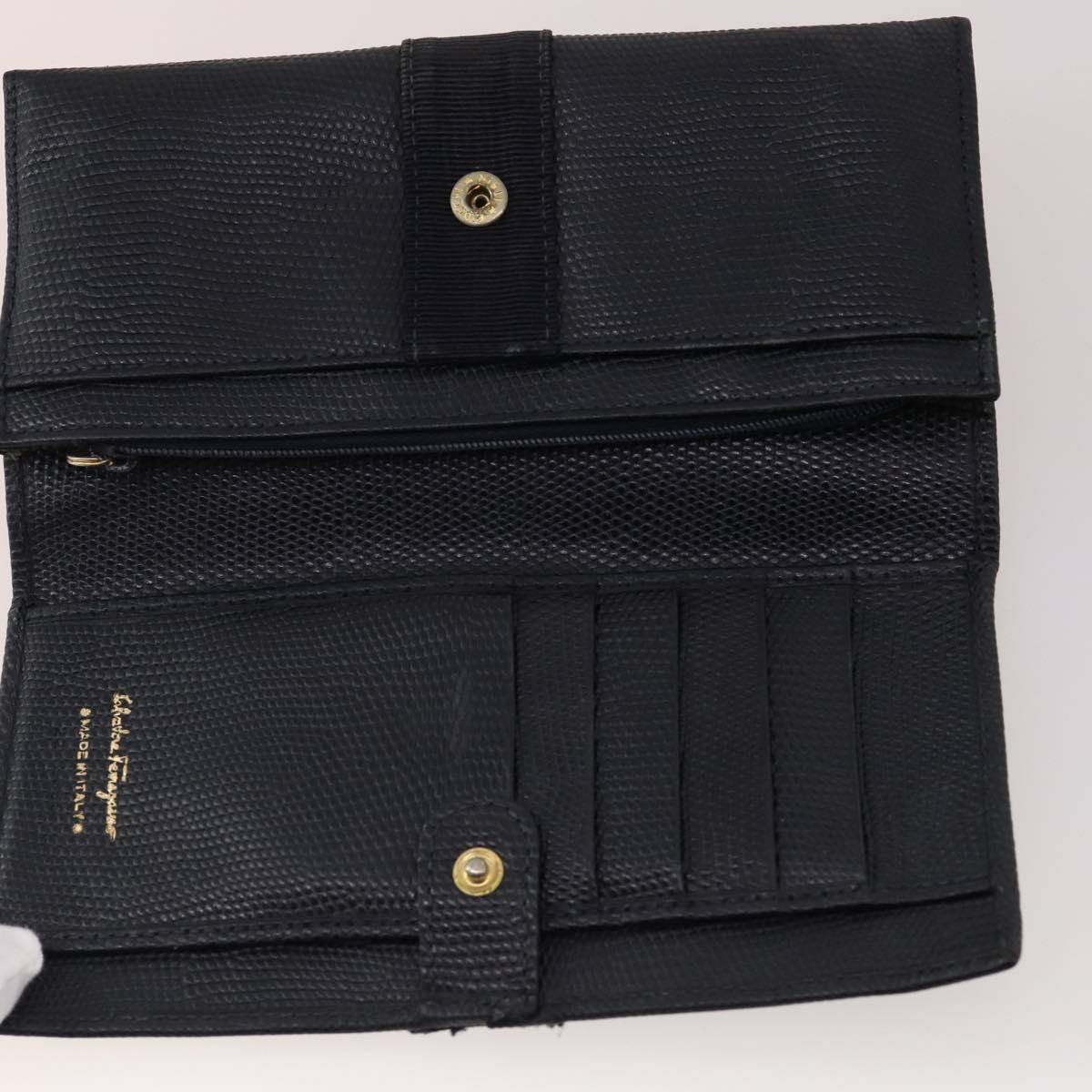 Salvatore Ferragamo Gancini Wallet Leather 10 Set Black Beige Orange Auth CB214