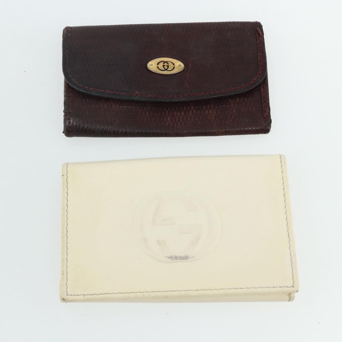 GUCCI GG Canvas Key Case Leather 10 Set Beige Black white Auth CB216