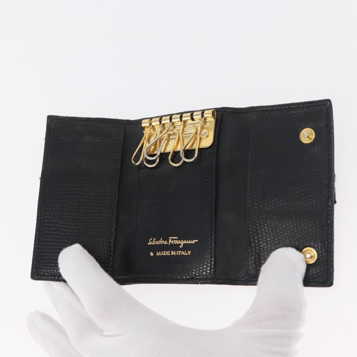 Salvatore Ferragamo Key Case Leather 10 Set Black Light Blue Brown Auth CB218