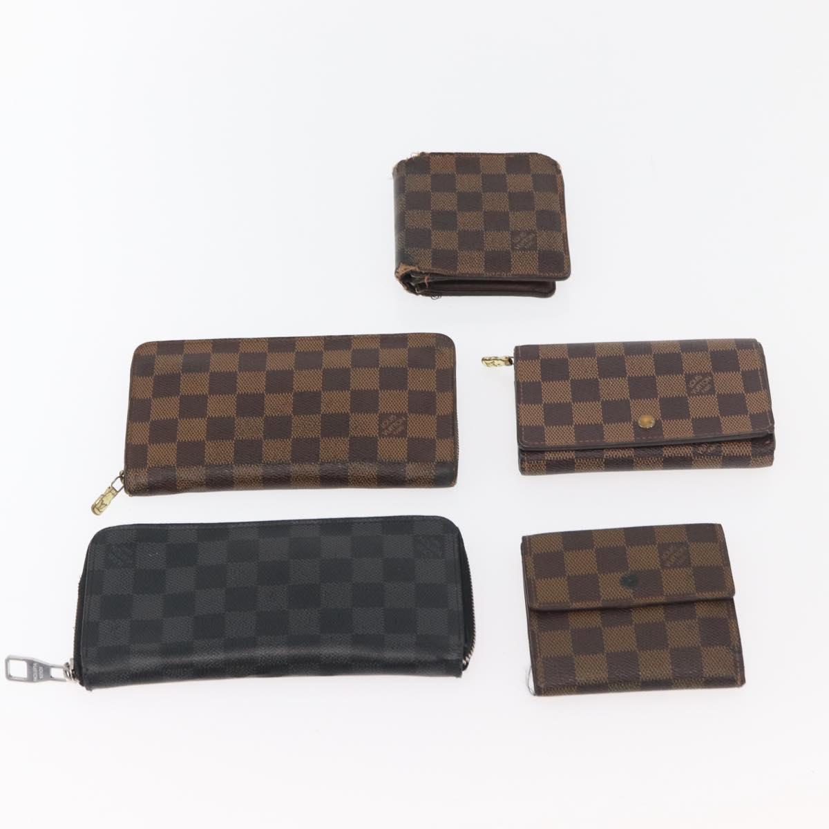 LOUIS VUITTON Damier Ebene Damier Graphite Wallet 10 Set LV Auth CB232