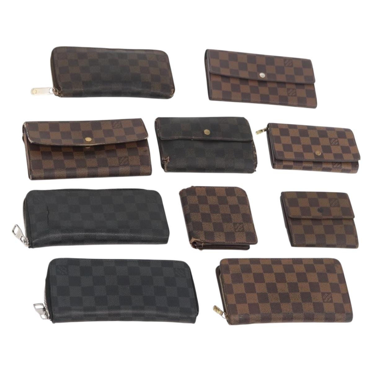 LOUIS VUITTON Damier Ebene Damier Graphite Wallet 10 Set LV Auth CB232