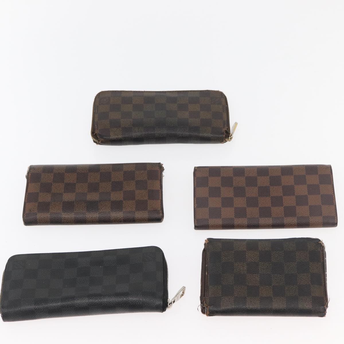 LOUIS VUITTON Damier Ebene Damier Graphite Wallet 10 Set LV Auth CB232