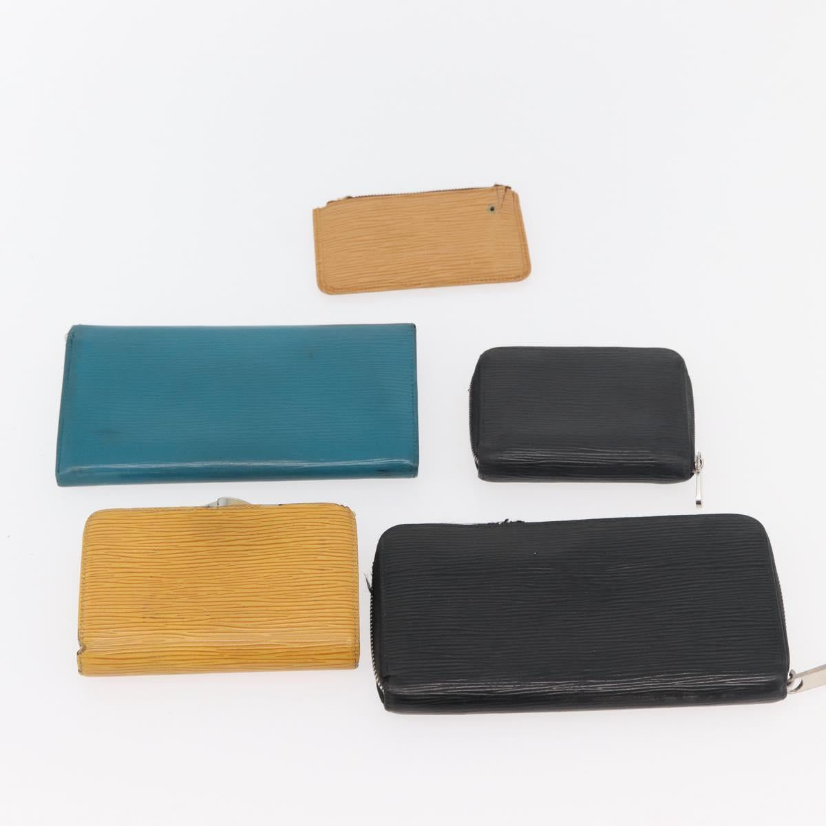 LOUIS VUITTON Epi Wallet 10 Set Black Red yellow LV Auth CB233
