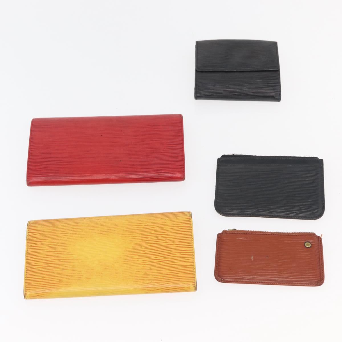 LOUIS VUITTON Epi Wallet 10 Set Black Red yellow LV Auth CB233