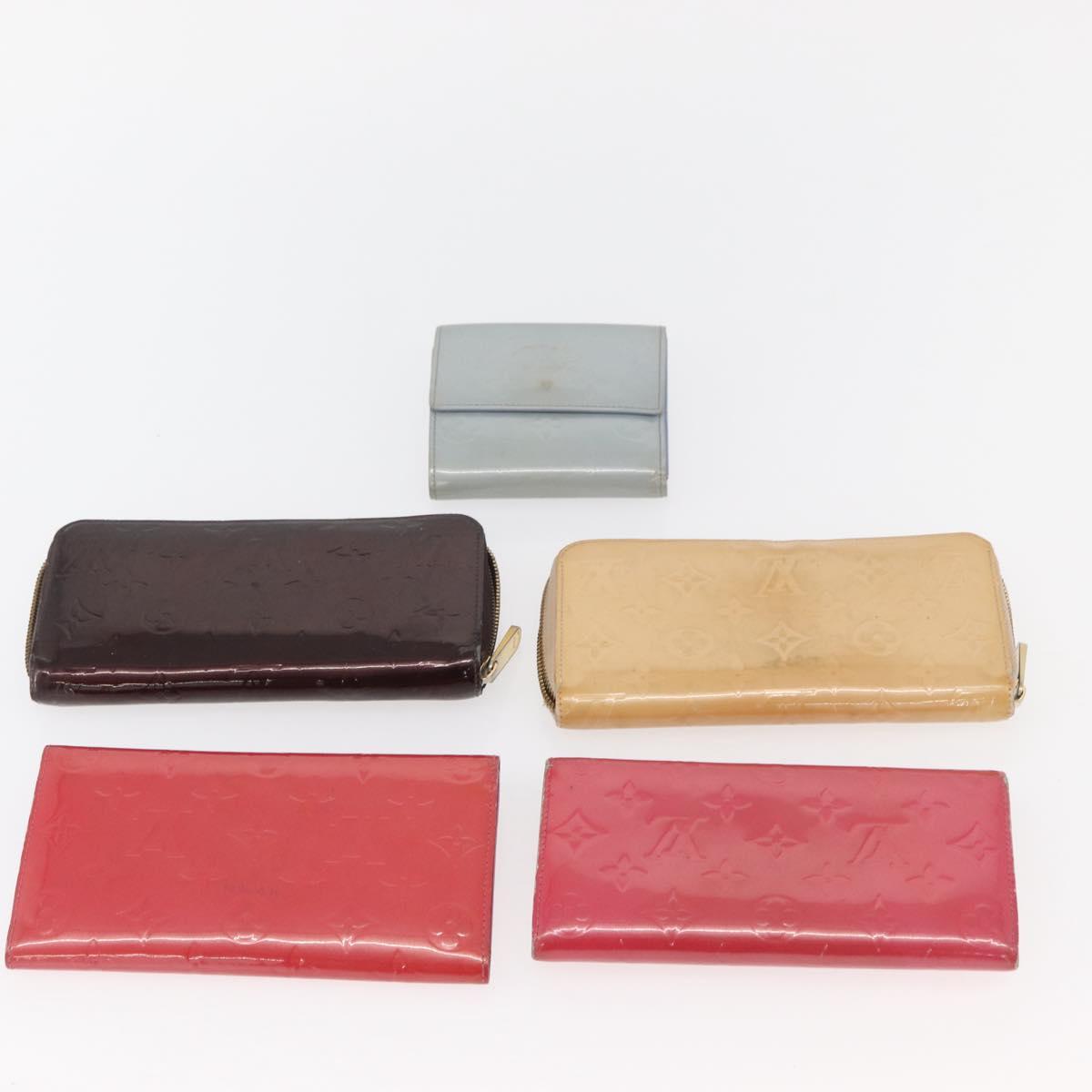 LOUIS VUITTON Monogram Vernis Wallet 10 Set Bronze Amarante Perle LV Auth CB235