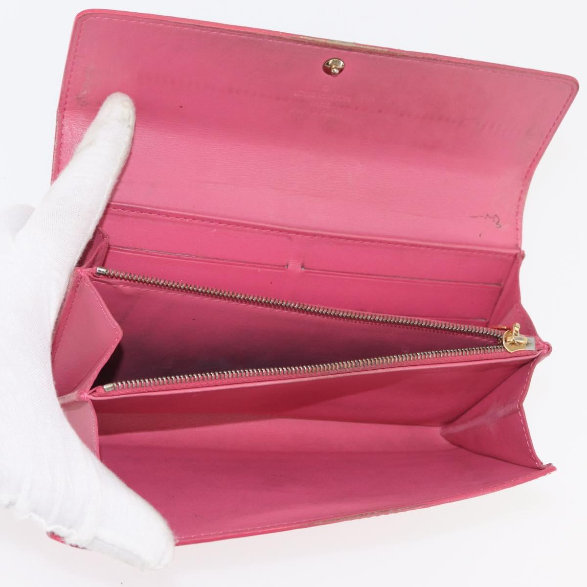 LOUIS VUITTON Monogram Vernis Wallet 10 Set Bronze Amarante Perle LV Auth CB235