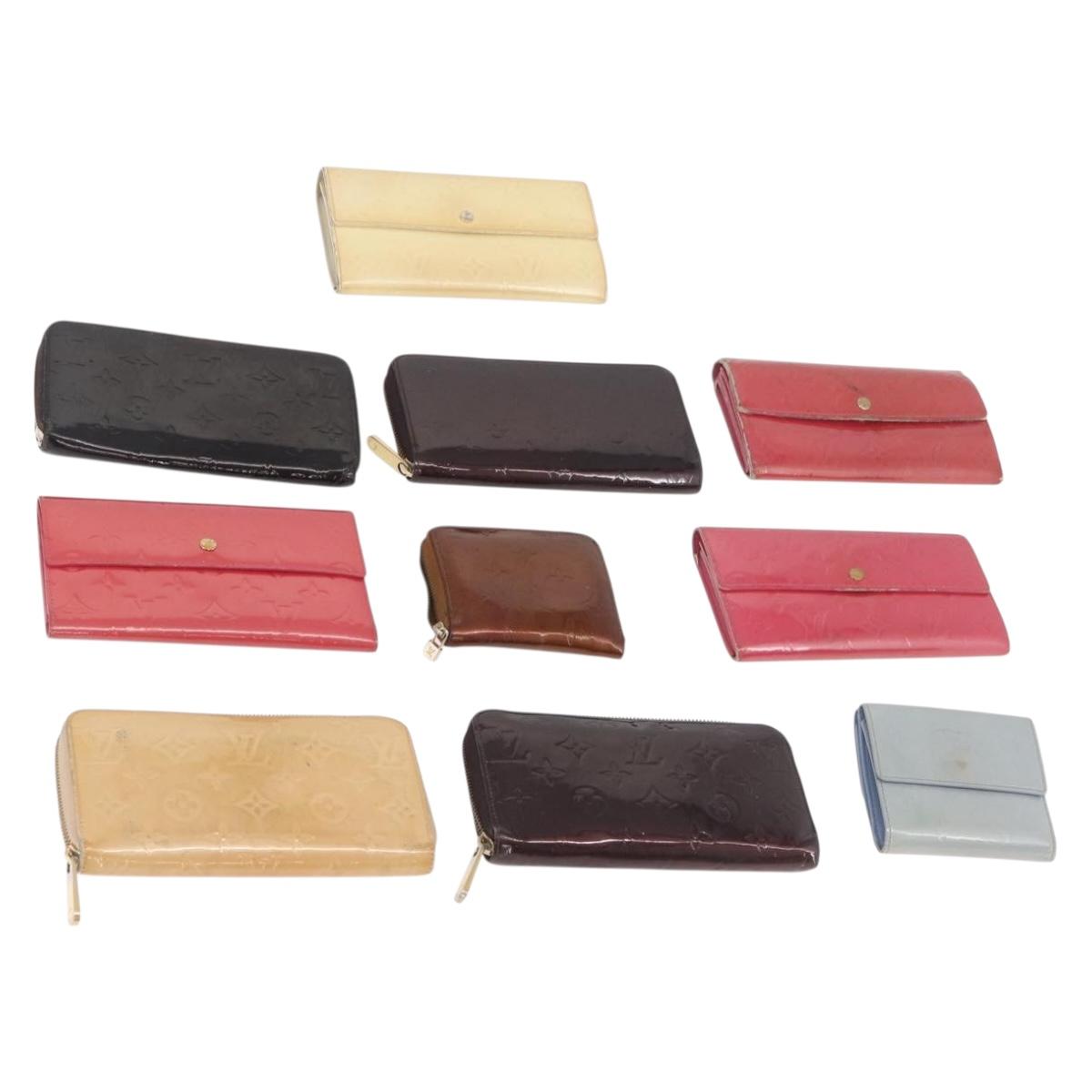 LOUIS VUITTON Monogram Vernis Wallet 10 Set Bronze Amarante Perle LV Auth CB235