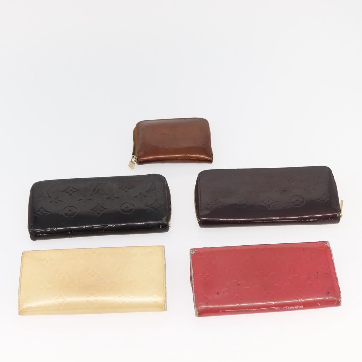 LOUIS VUITTON Monogram Vernis Wallet 10 Set Bronze Amarante Perle LV Auth CB235