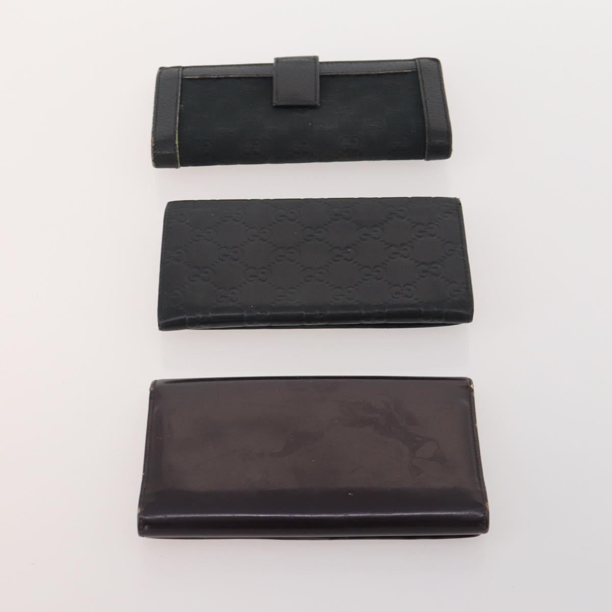 GUCCI GG Canvas Micro GG Guccissima Wallet Leather 10 Set Beige Black Auth CB236