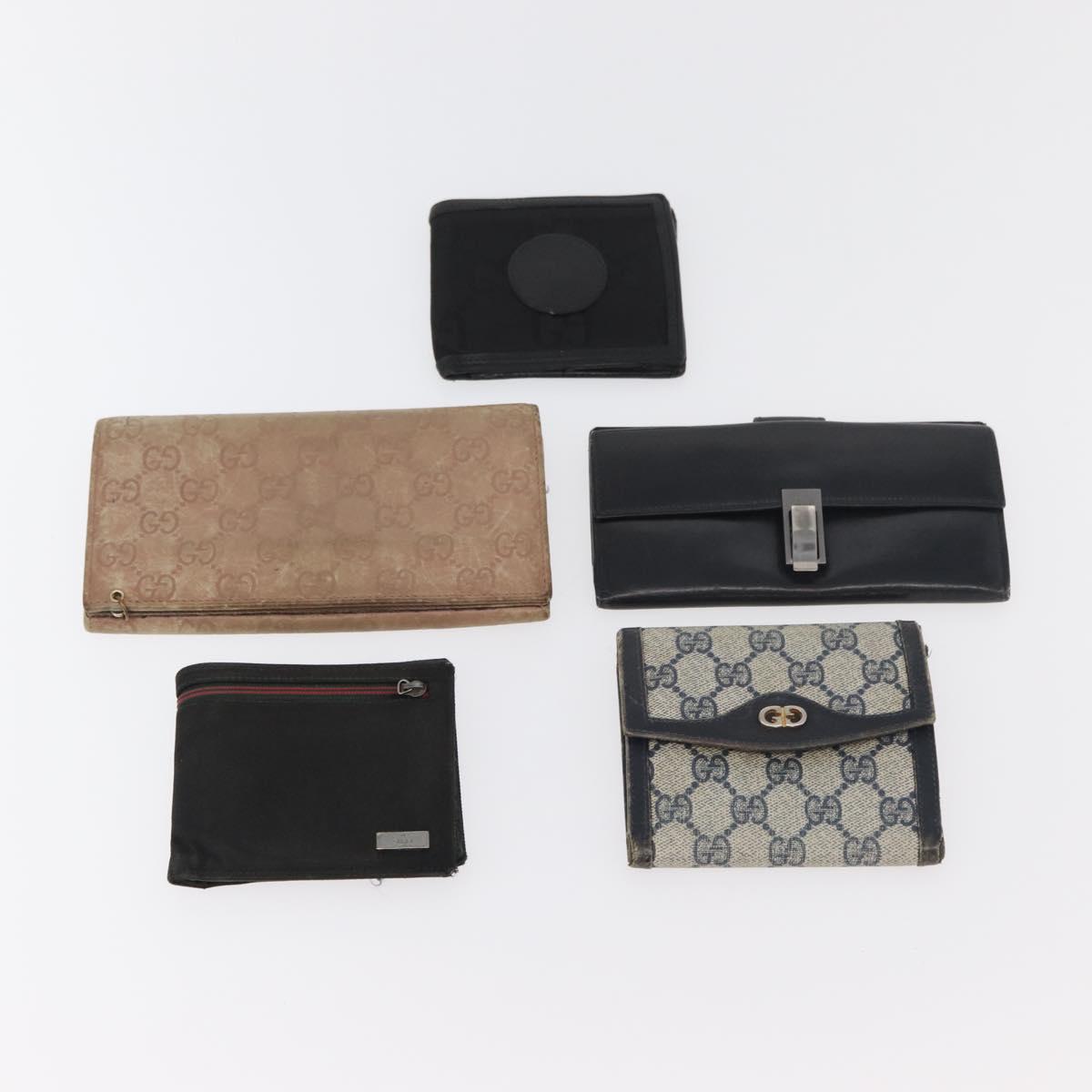 GUCCI GG Canvas Guccissima Wallet Leather 10 Set Beige Black Navy Auth CB237